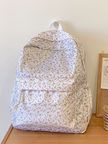 Rucsac de școală din nylon, imprimeu floral, pentru femei, pentru gimnaziu și facultate, primăvara 2025