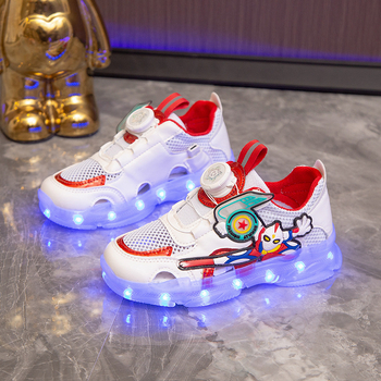 Punjenje dječjih tenisica s boja LED svjetlima, Ultraman Zero motiv, mrežasti gornji dio, Velcro zatvarač