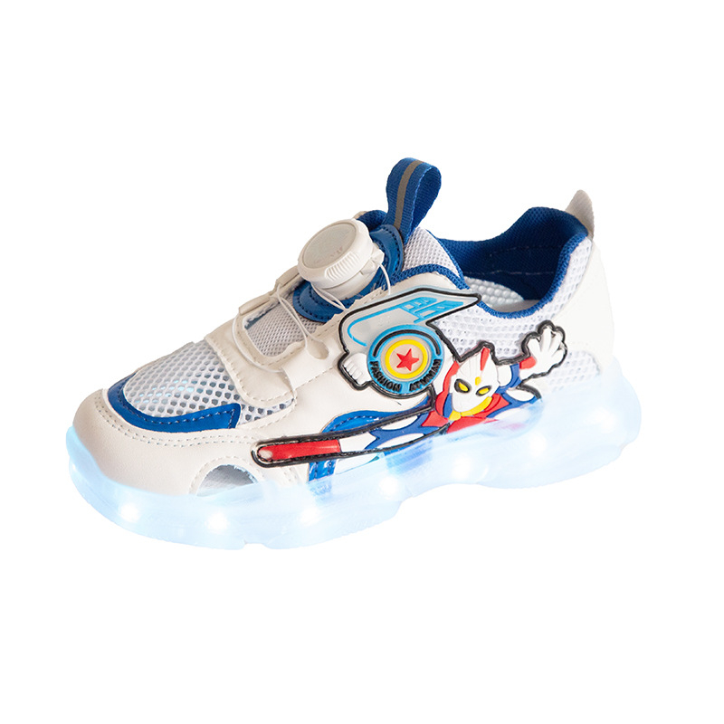 Punjenje dječjih tenisica s boja LED svjetlima, Ultraman Zero motiv, mrežasti gornji dio, Velcro zatvarač