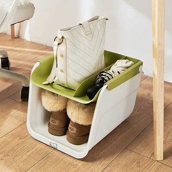 Pod stolom organizator s kotačićima za cipele, torbe i kišobranima — 45 L, 36×30×25 cm, odjeljci