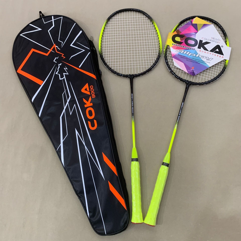 Coca 8000 Rachetă badminton, din aliaj de oțel, construcție într-o singură piesă, set durabil de antrenament pentru adulți, joc în aer liber, pereche de rachete
