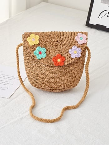 Μίνι crossbody τσάντα για κορίτσια με φλοράλ ύφανση