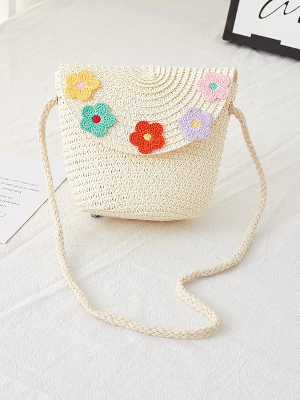 Μίνι crossbody τσάντα για κορίτσια με φλοράλ ύφανση