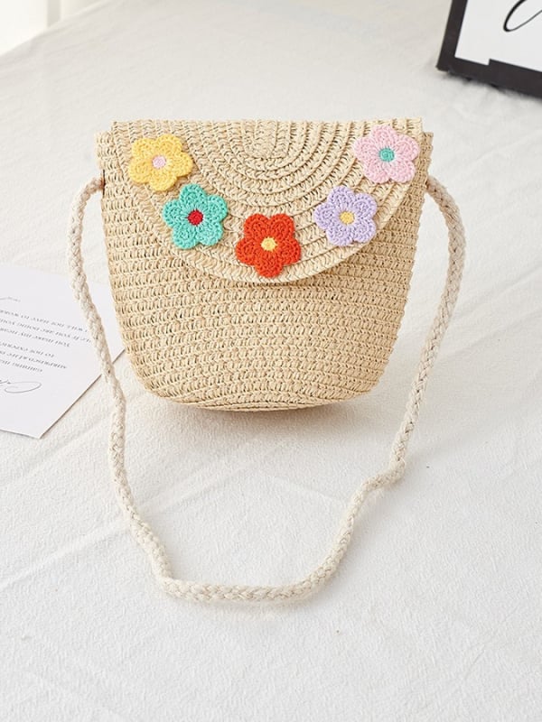 Μίνι crossbody τσάντα για κορίτσια με φλοράλ ύφανση