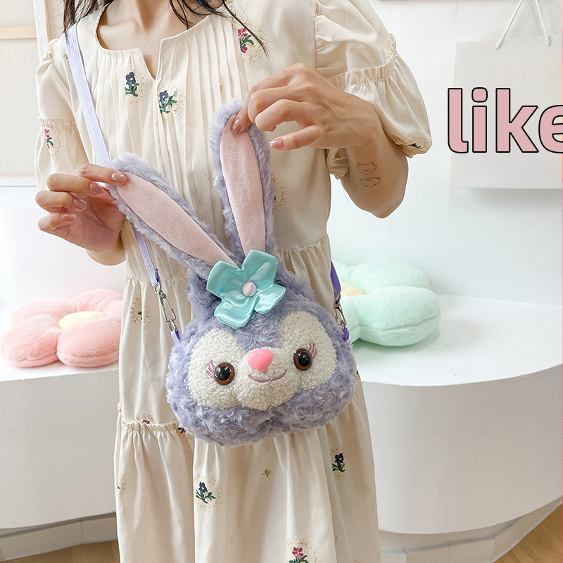 Plyšová mini taška pre dievčatá so zajačikom — crossbody taška a mincový priestor, plyšová bábika
