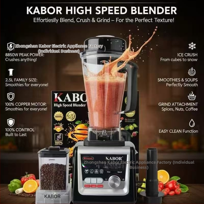 KABOR 9535 Čistý meďový blender pre komerčné použitie, vysokorýchlostný viacfunkčný kuchynský robot na smoothie