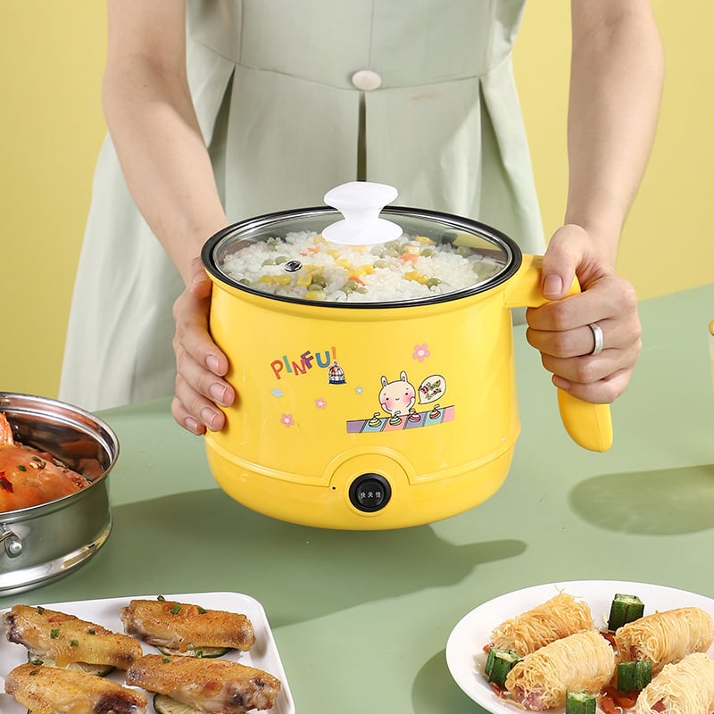 Naughty Cat Többfunkciós nem tapadós, okos elektromos forrófazék mini gőzölővel, 1,8 L, otthoni vagy kollégiumi használatra, 1–2 fő részére