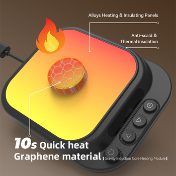 Nova kvadratna podmetača za šalice s termostatom, 18W, 5 razina temperature, programabilni tajmer, brzo zagrijavanje mlijeka