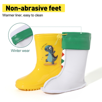Dječje kišne čizme s crtanim dinosaurima, unisex, visoke, protuklizne, s odvojnom unutarnjom podstavom, za uzrast 2-8 godina