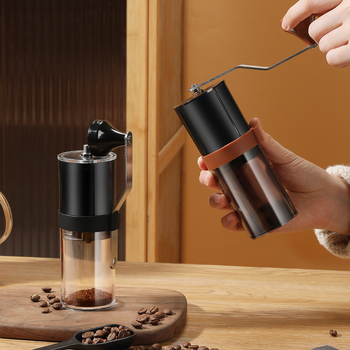 Kézi hajtásos kávédaráló pour-over és olasz stílusú őrléshez, összecsukható, hordozható otthoni használatra.