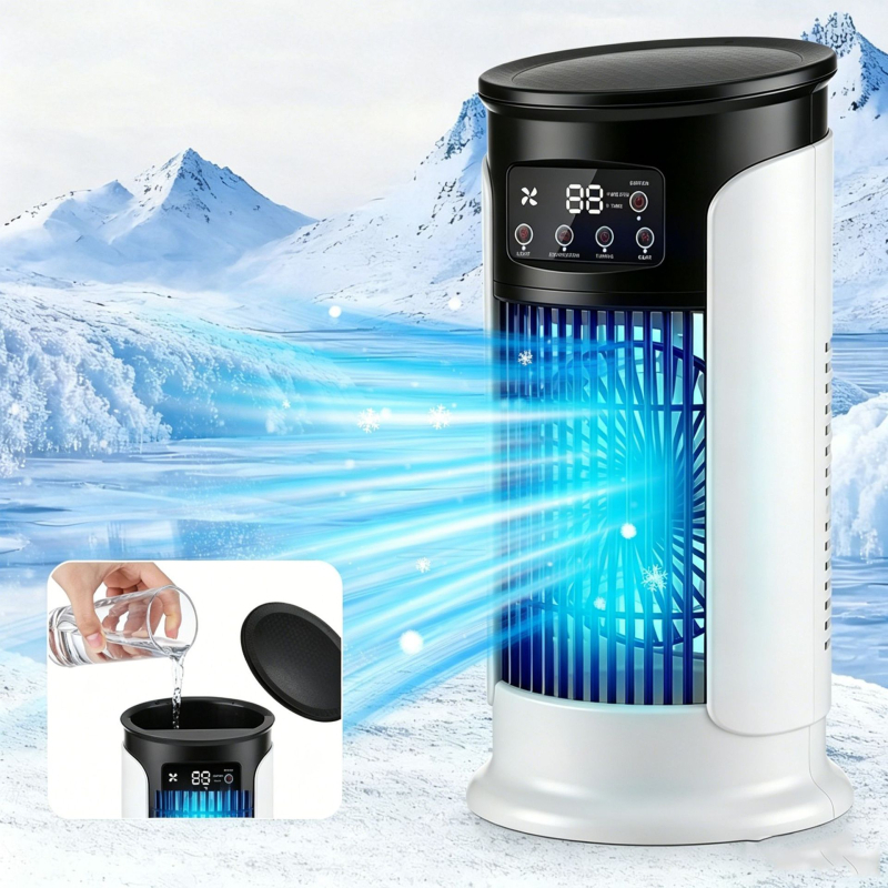 Mini USB stolni klima uređaj sa šarenim svjetlima, ventilator s 3 lopatice i ovlaživački sprej za kućnu i uredsku upotrebu