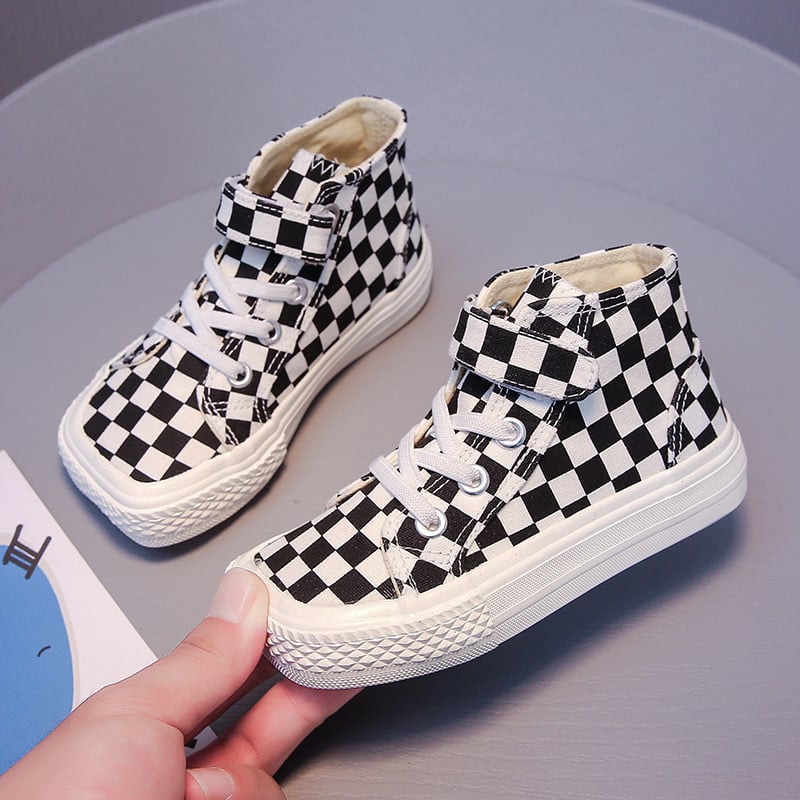 Dječje platnene tenisice s leopard uzorkom, visok gornji dio, kvadratna špička, s Velcro zatvaračem, korejski stil, proljeće-jesen 2024