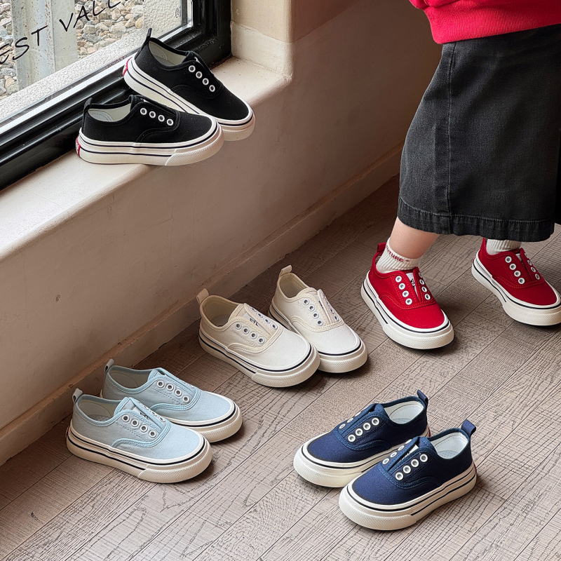 Dječje platnene tenisice bez vezica, slip-on, niski kroj, proljeće–jesen 2026, korejski stil, unisex