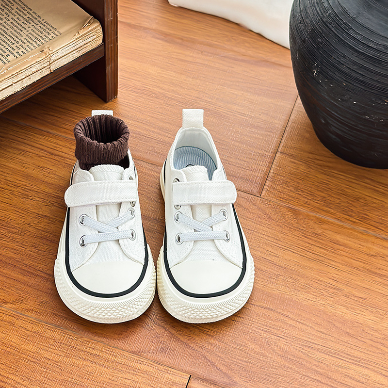 Dječje Mango-Toe canvas tenisice, niska potpetica, Velcro kopčanje, za dječake i djevojčice, proljeće-jesen bijele tenisice