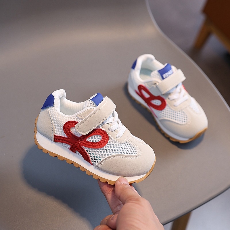 Unisex dječje tenisice s mrežastim gornjim dijelom, ljeto 2026, bijele, niski dizajn, kopčanje na Velcro, prozračne