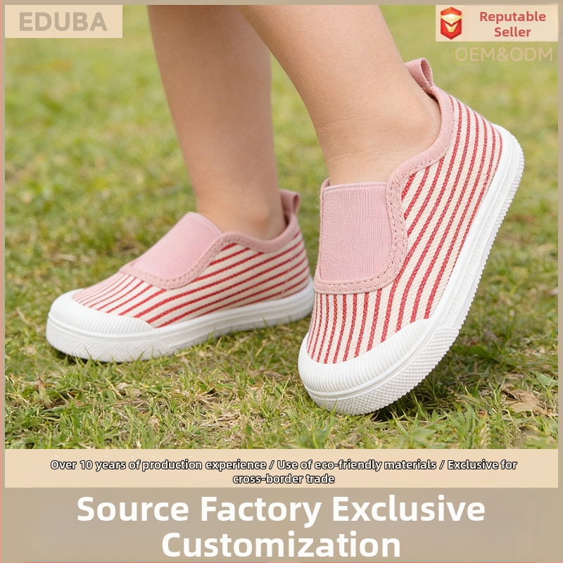 Jarné detské plátené tenisky s pruhovým vzorom, slip-on, mäkká podrážka, pohodlné, viacfarebné, univerzálne, pre chlapcov aj dievčatá