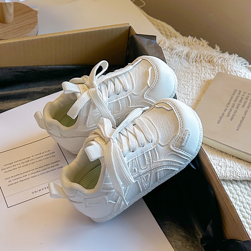 2026 Proljeće Dječje Bijele Casual Tenisice, Lagane Unisex s Velcro Kopčom i Gumom