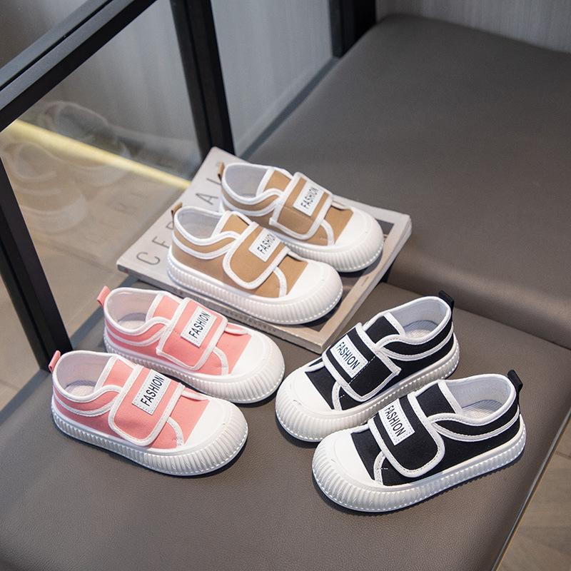 Pantofi sport pentru copii din pânză, Velcro, unisex, albi, pentru elevi, pentru toate sezoanele