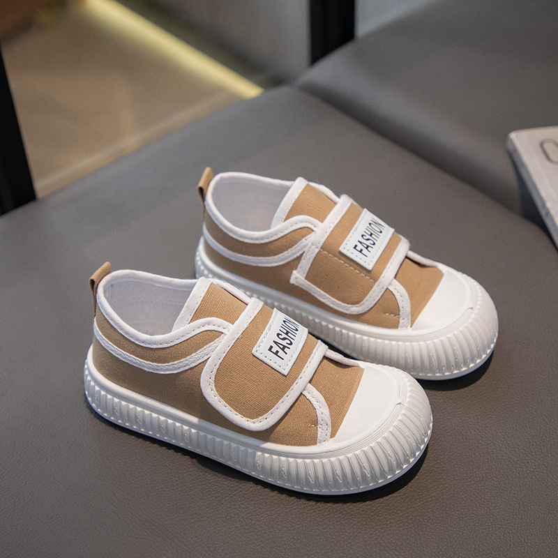 Pantofi sport pentru copii din pânză, Velcro, unisex, albi, pentru elevi, pentru toate sezoanele