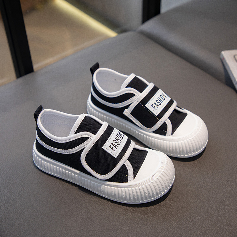 Pantofi sport pentru copii din pânză, Velcro, unisex, albi, pentru elevi, pentru toate sezoanele