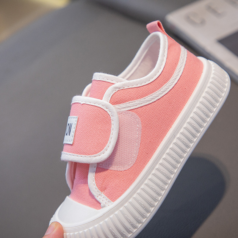 Pantofi sport pentru copii din pânză, Velcro, unisex, albi, pentru elevi, pentru toate sezoanele