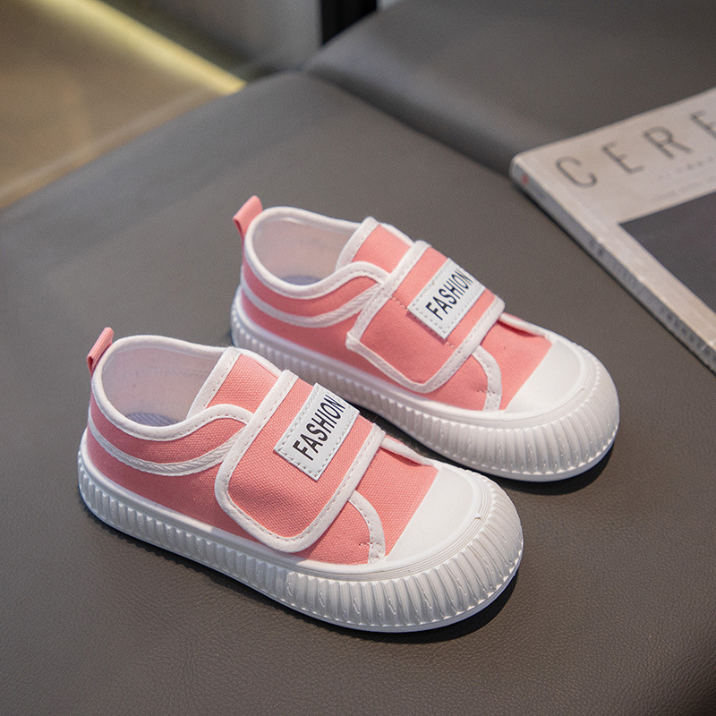Pantofi sport pentru copii din pânză, Velcro, unisex, albi, pentru elevi, pentru toate sezoanele