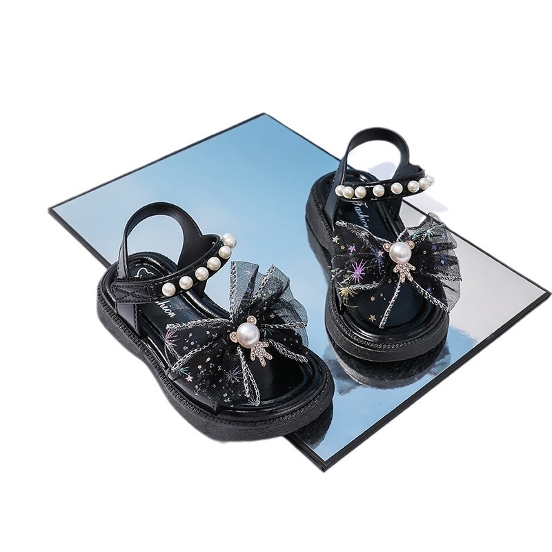 Nove dječje sandale za djevojčice s mašnicom, korejski stil, slatki crtani dizajn, Velcro kopčanje, mekani potplat, protuklizne, sandale za princeze
