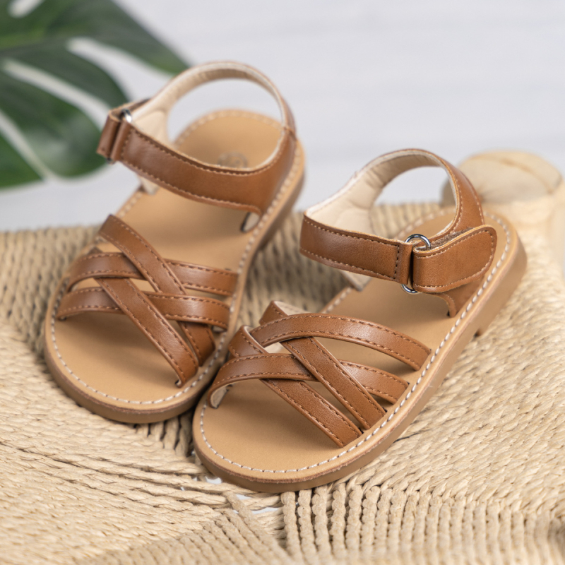 Dječje sandale s otvorenim prstom, Velcro remenima, PU gornji dio, gumena podloga, ljetni stil, korejski stil