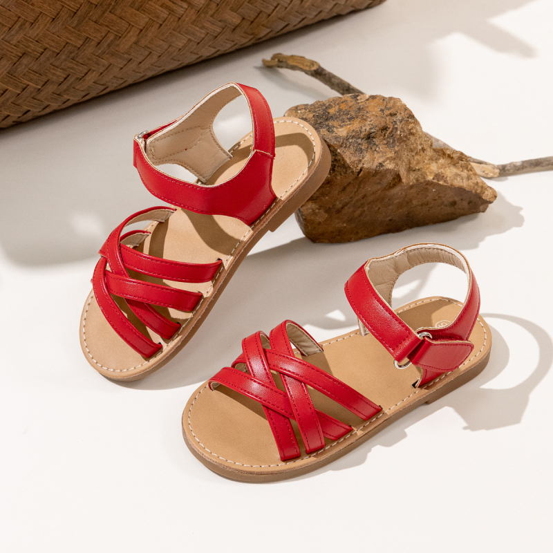 Dječje sandale s otvorenim prstom, Velcro remenima, PU gornji dio, gumena podloga, ljetni stil, korejski stil