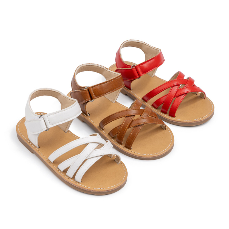 Dječje sandale s otvorenim prstom, Velcro remenima, PU gornji dio, gumena podloga, ljetni stil, korejski stil