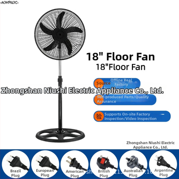 18-palcový stojanový ventilátor, vysoký výkon, 3-5 lopatiek, ovládanie gombom