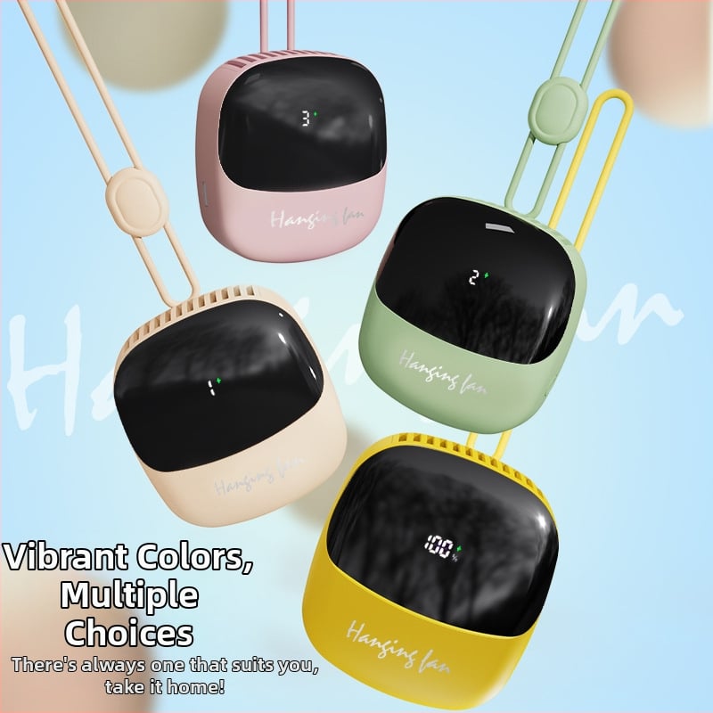 Mini bezlopatkový vetrák na krk, USB nabíjateľný, klip na šport, prenosný, s digitálnym displejom