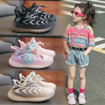 2026 Gyerek Flyknit cipő, puha talppal, csúszásmentes, légáteresztő hálós anyagú mindennapi sneaker