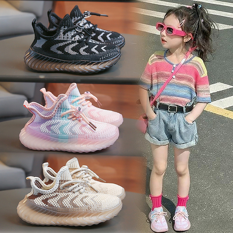 2026 Gyerek Flyknit cipő, puha talppal, csúszásmentes, légáteresztő hálós anyagú mindennapi sneaker