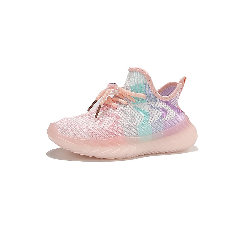 2026 Gyerek Flyknit cipő, puha talppal, csúszásmentes, légáteresztő hálós anyagú mindennapi sneaker