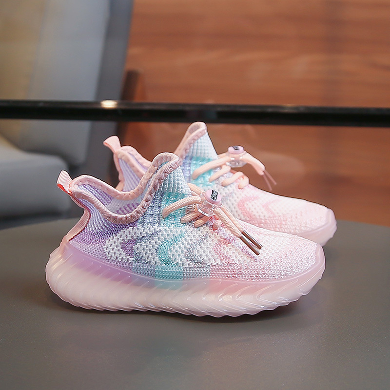 2026 Gyerek Flyknit cipő, puha talppal, csúszásmentes, légáteresztő hálós anyagú mindennapi sneaker