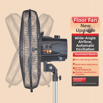 Podlahový ventilátor s piatimi hlinírovými lopatkami, vysoký výkon, veľký objem vzduchu, pre domáce, komerčné a priemyselné použitie