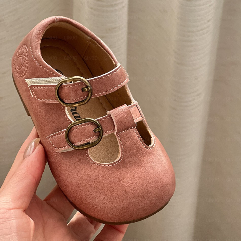 Cipele princeze za djevojčice, kožne, proljeće–jesen stil, retro dizajn, cipele za učenje hodanja s Velcro zatvaračem, veličine 16–37
