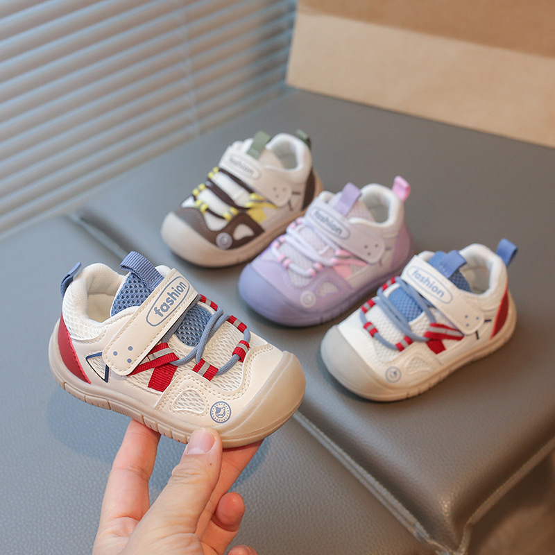 Cipele za učenje hodanja s prozračnim mrežastim gornjim dijelom za bebe i malu djecu, unisex, zaštita od udara i funkcionalne svakodnevne tenisice
