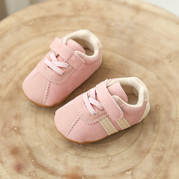 Unisex dječje tenisice za hodanje 12–48 mjeseci, s Velcro zatvaračem, gornji dio od sintetičke kože, prozračne, nizak kroj, prugasti uzorak, meka gumena potplat