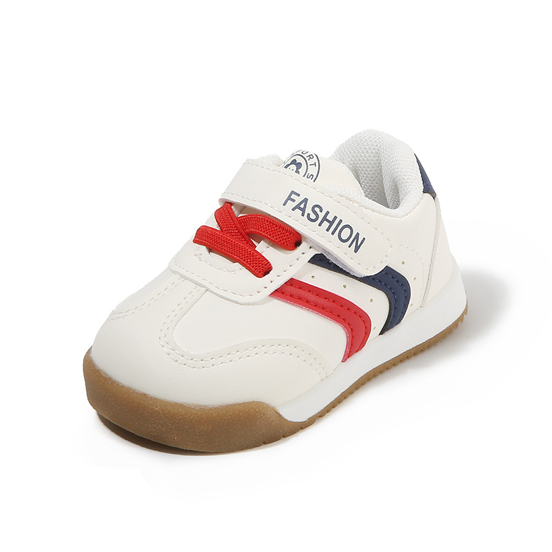 Baba- és kisgyermek cipő Velcro-pánttal, puha talppal, csúszásmentes, színblokkolt dizájn, alacsony szár, tavasz-őszre