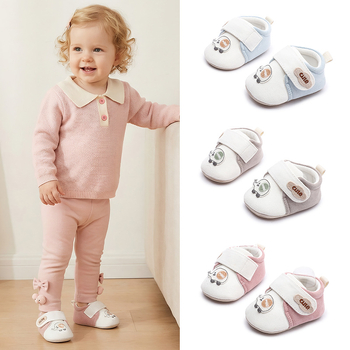 Xuebao Baby unisex παπούτια για μωρά, αναπνεύσιμο πάνω μέρος από σουέντ και καμβά, χαμηλό ύψος, Velcro κλείσιμο, καρτούν εκτύπωση, anti-slip σόλα, 0–3 ετών