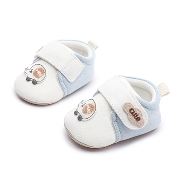 Xuebao Baby unisex παπούτια για μωρά, αναπνεύσιμο πάνω μέρος από σουέντ και καμβά, χαμηλό ύψος, Velcro κλείσιμο, καρτούν εκτύπωση, anti-slip σόλα, 0–3 ετών