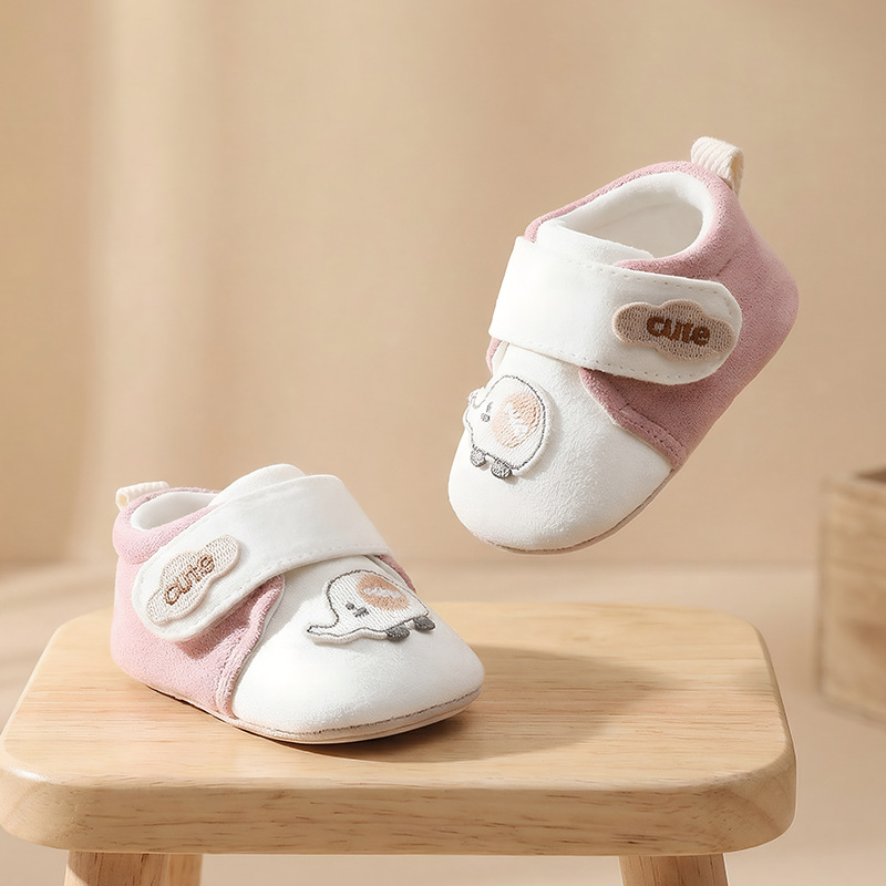 Xuebao Baby unisex παπούτια για μωρά, αναπνεύσιμο πάνω μέρος από σουέντ και καμβά, χαμηλό ύψος, Velcro κλείσιμο, καρτούν εκτύπωση, anti-slip σόλα, 0–3 ετών