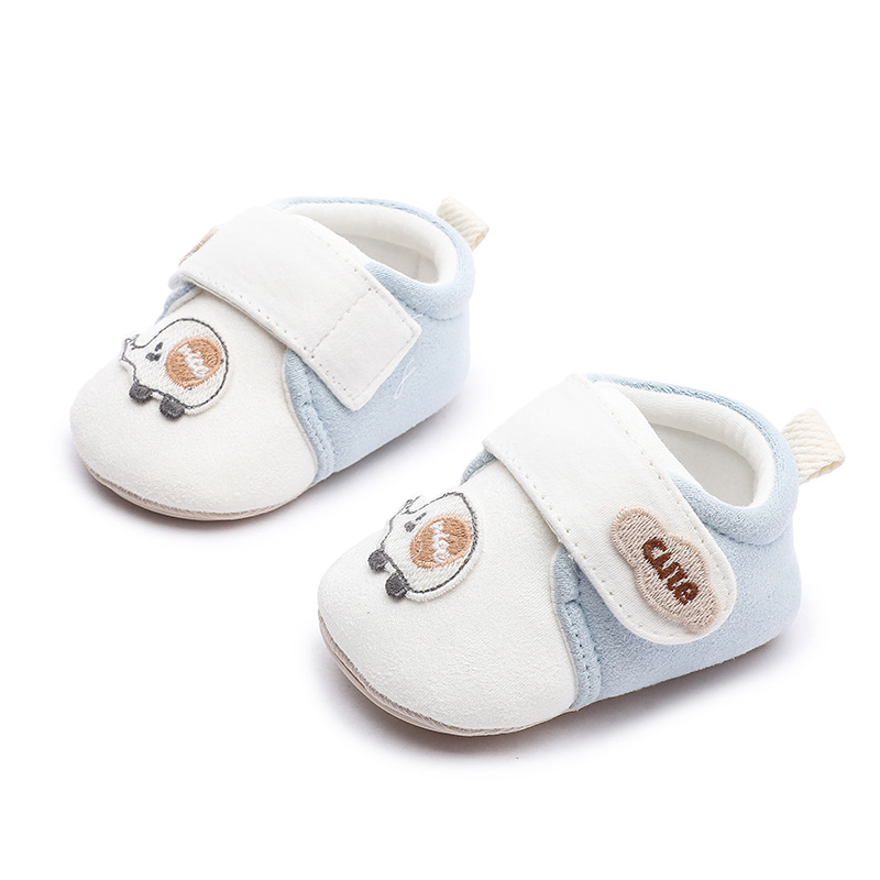 Xuebao Baby unisex παπούτια για μωρά, αναπνεύσιμο πάνω μέρος από σουέντ και καμβά, χαμηλό ύψος, Velcro κλείσιμο, καρτούν εκτύπωση, anti-slip σόλα, 0–3 ετών