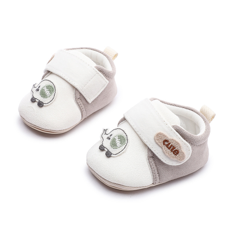 Xuebao Baby unisex παπούτια για μωρά, αναπνεύσιμο πάνω μέρος από σουέντ και καμβά, χαμηλό ύψος, Velcro κλείσιμο, καρτούν εκτύπωση, anti-slip σόλα, 0–3 ετών