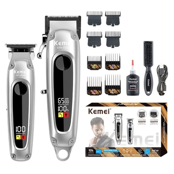 Kemei KM-8540 Mașină profesională de tuns părul, baterie încorporată 2000–4000mAh, lamă demontabilă și lavabilă, zgomot redus