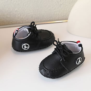 Unisex cipele za bebe i malu djecu 12-36 mjeseci, mekana potplata, gornji dio od PU umjetne kože, karikatura uzorak, vintage stil, vezanje sprijeda