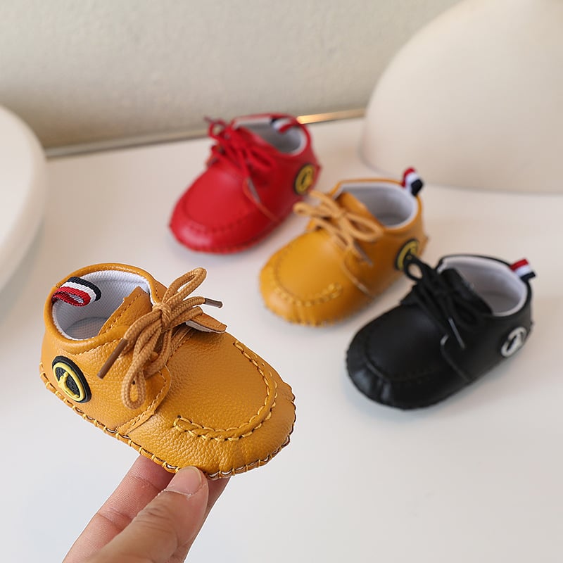 Unisex cipele za bebe i malu djecu 12-36 mjeseci, mekana potplata, gornji dio od PU umjetne kože, karikatura uzorak, vintage stil, vezanje sprijeda