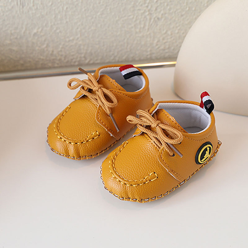 Unisex cipele za bebe i malu djecu 12-36 mjeseci, mekana potplata, gornji dio od PU umjetne kože, karikatura uzorak, vintage stil, vezanje sprijeda